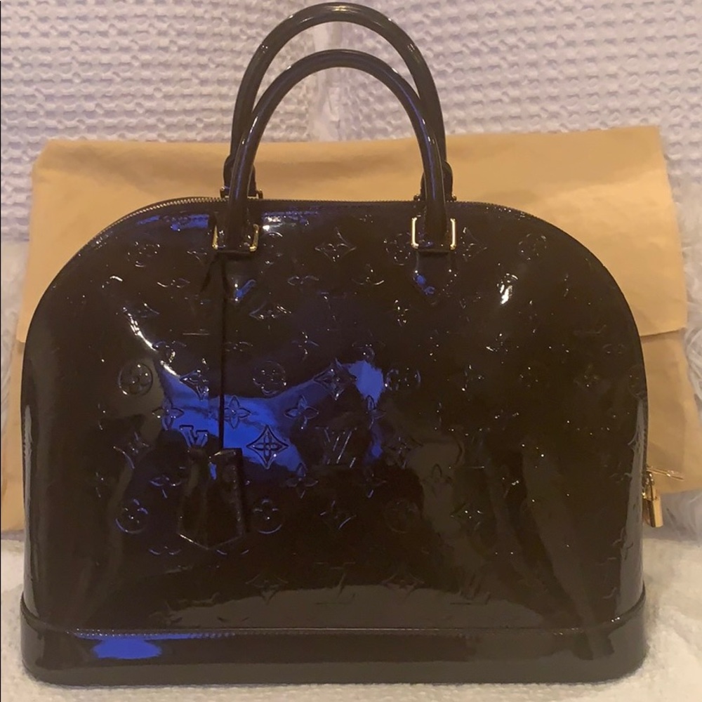 Louis Vuitton Patent Leather Alma Tote - Brown